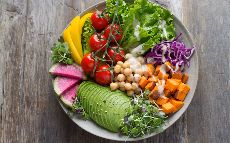 Fresh colorful salad bowl